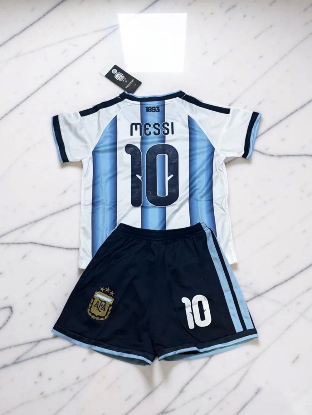 Messi Argentina Black Blue Special Edition Kids Kit #10 Jersey & Shorts